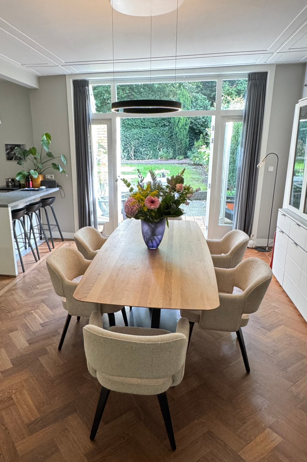 6 prachtige Eichholtz Park eetkamerstoelen Palmer Beige, Huis en Inrichting, Ophalen, Overige materialen, Overige kleuren, Zo goed als nieuw