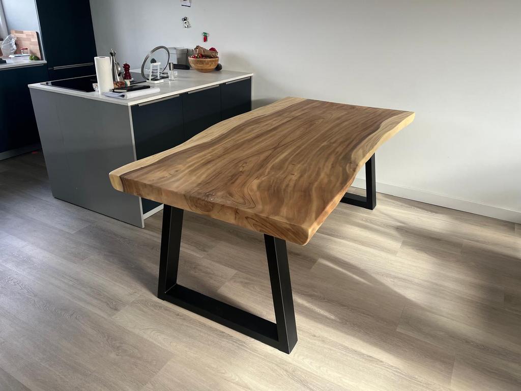 Suar boomstamtafel eettafel bartafel rond waterval vorm, Huis en Inrichting, Ophalen of Verzenden, Nieuw, Rechthoekig, 200 cm of meer