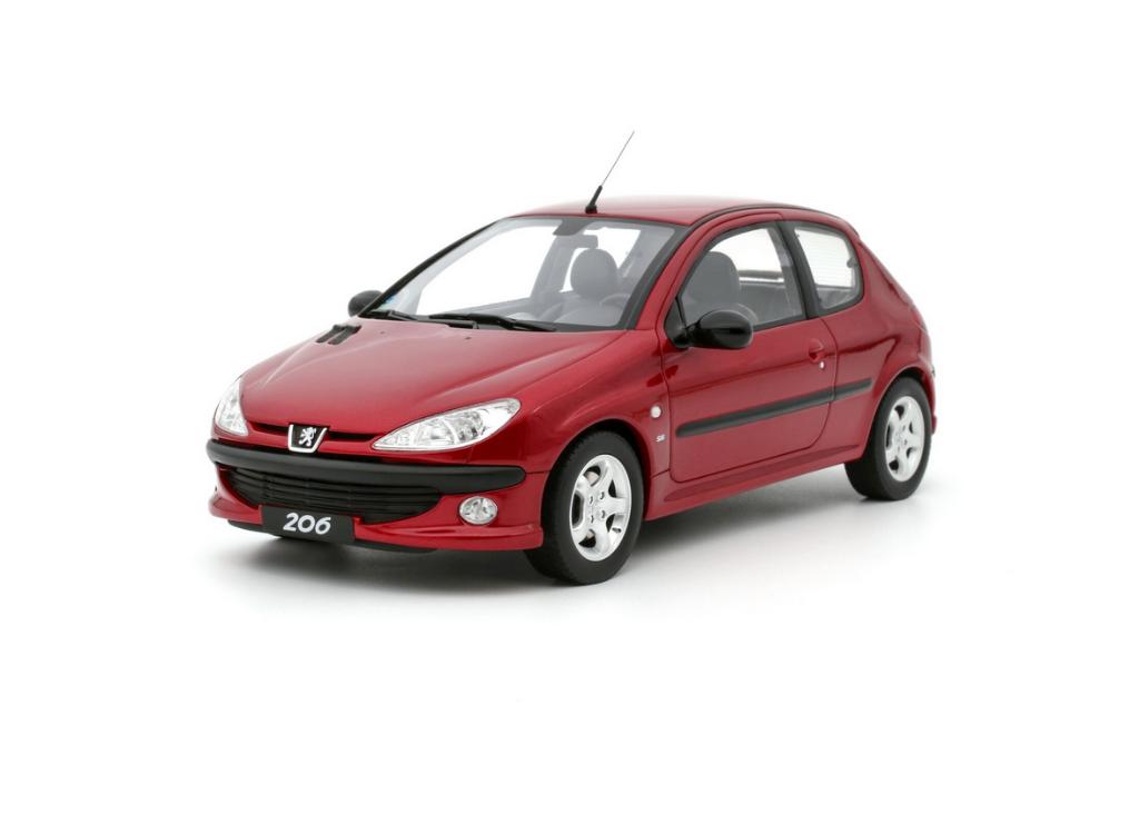 PEUGEOT 206 S16 ROOD 1999 SCHAAL 1/18 OTTO MOBILE OT1039