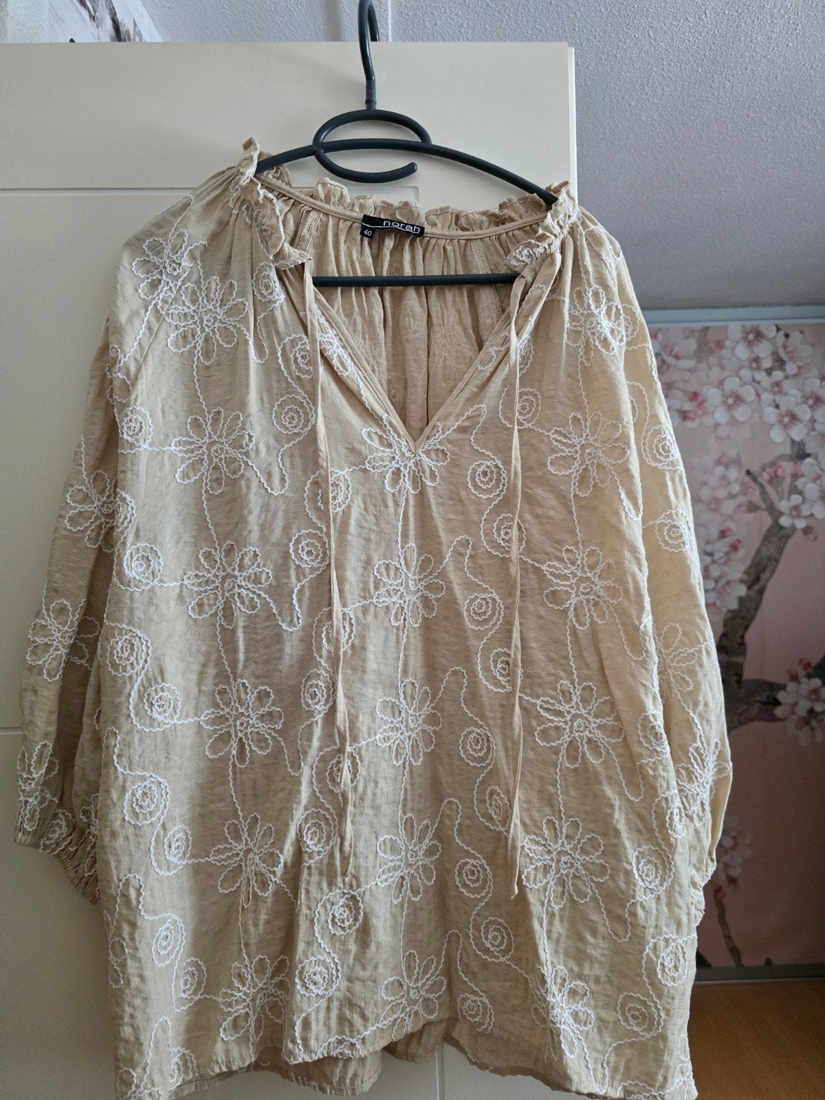 Norah blouse, maat 40, beige/wit, zo goed als nieuw, Maat 38/40 (M), Beige, Ophalen of Verzenden, Zo goed als nieuw