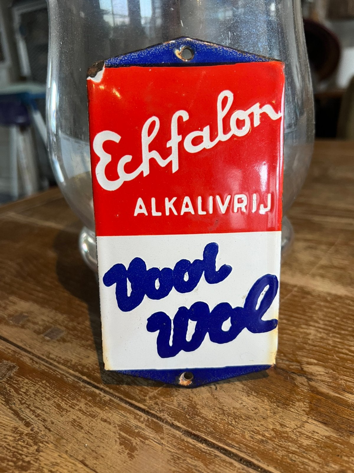 OUD EMAILLE DEURPOSTBORDJE ECHFALON
