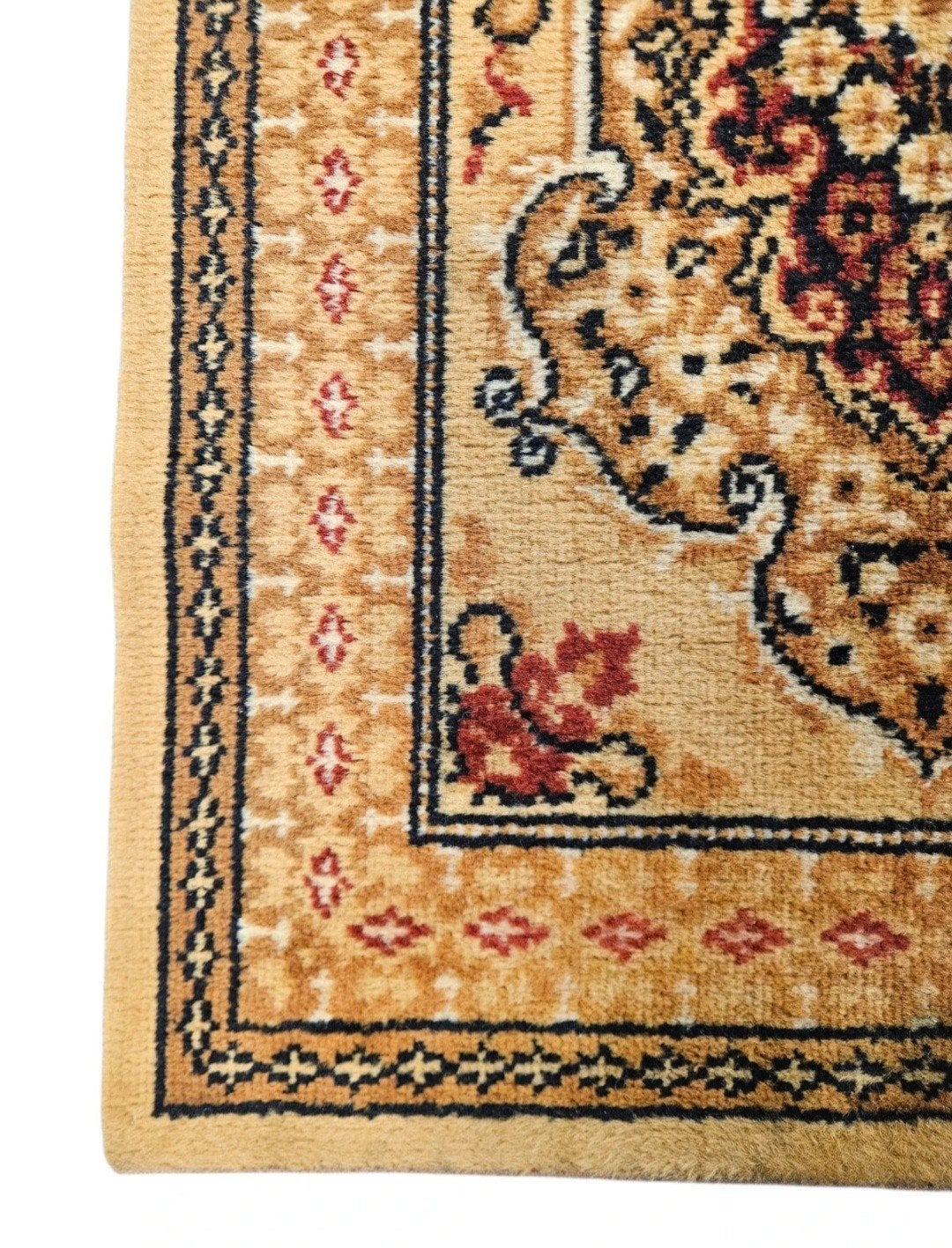 Vintage oosters wol vloerkleed medallion oker geel 61x117cm, Oosters, Traditioneel, Klassiek, Gebruikt, 100 tot 150 cm, Www.hypepopup.nl