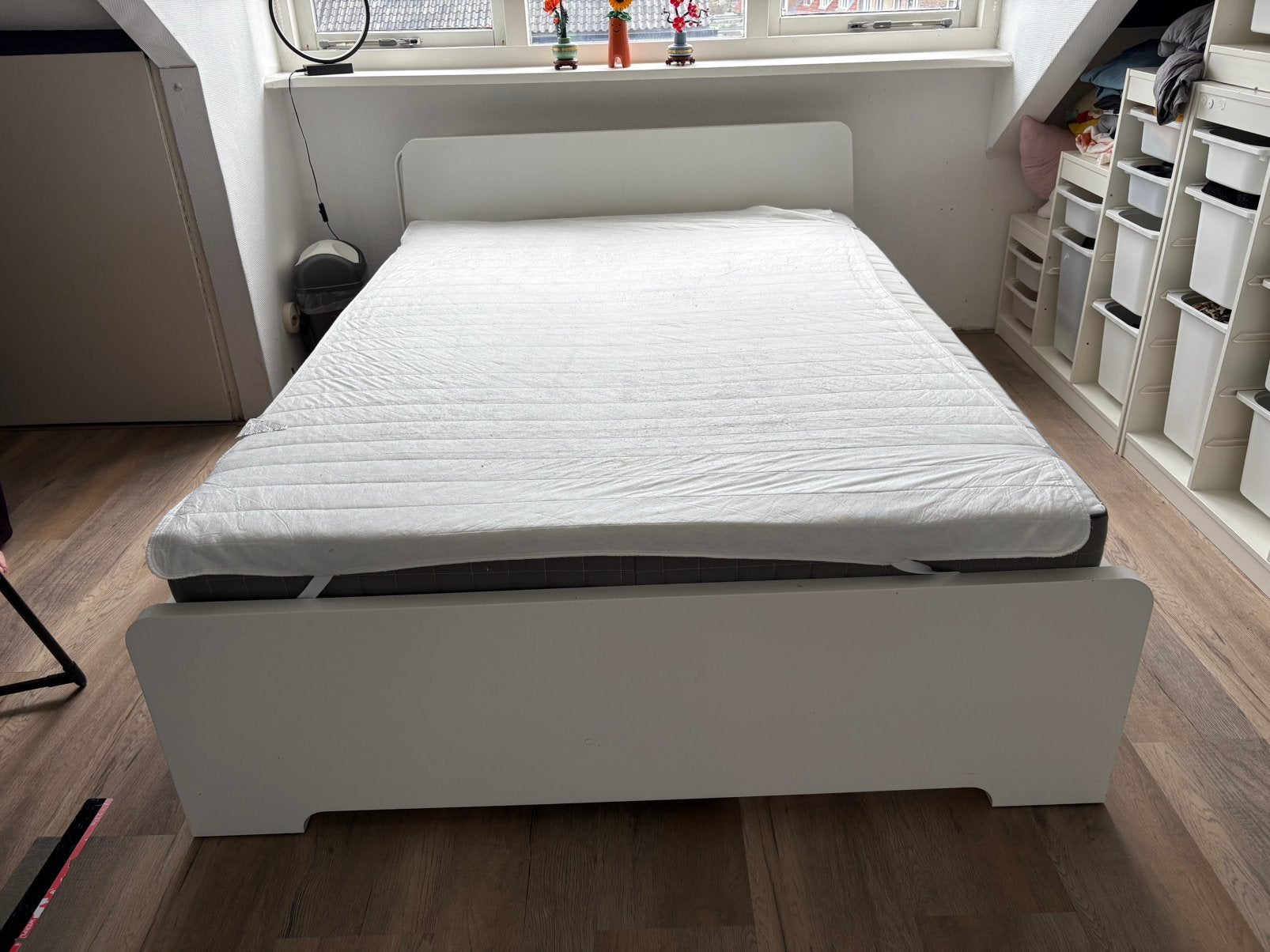Ikea bed MALM compleet, Huis en Inrichting, Slaapkamer | Bedden, Ophalen, Gebruikt, Wit, Tweepersoons