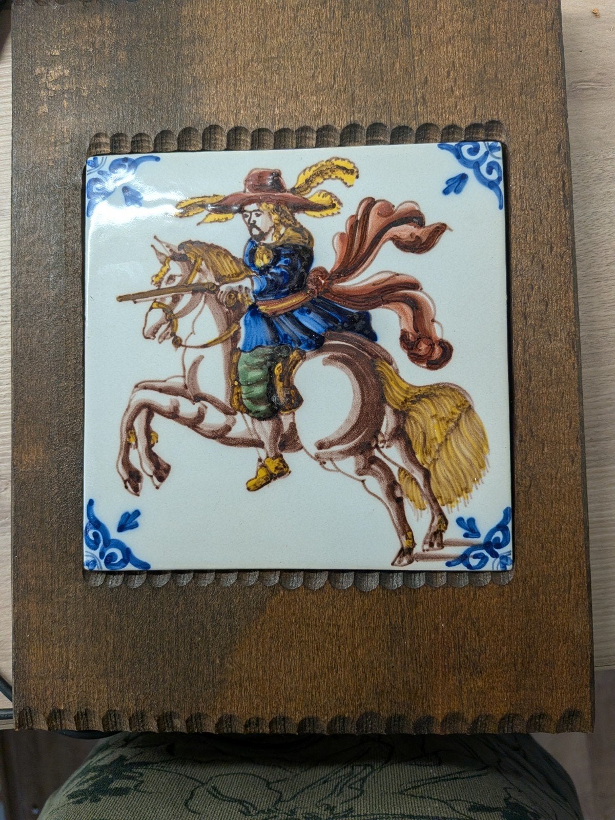 Delfts blauw tegel tableau met ruiter, Antiek en Kunst, Ophalen of Verzenden