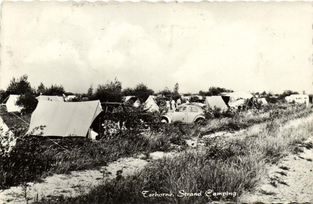 Terhorne, Strand Camping - auto tent - 1961 gelopen, Ophalen of Verzenden, 1960 tot 1980, Gelopen, Noord-Brabant