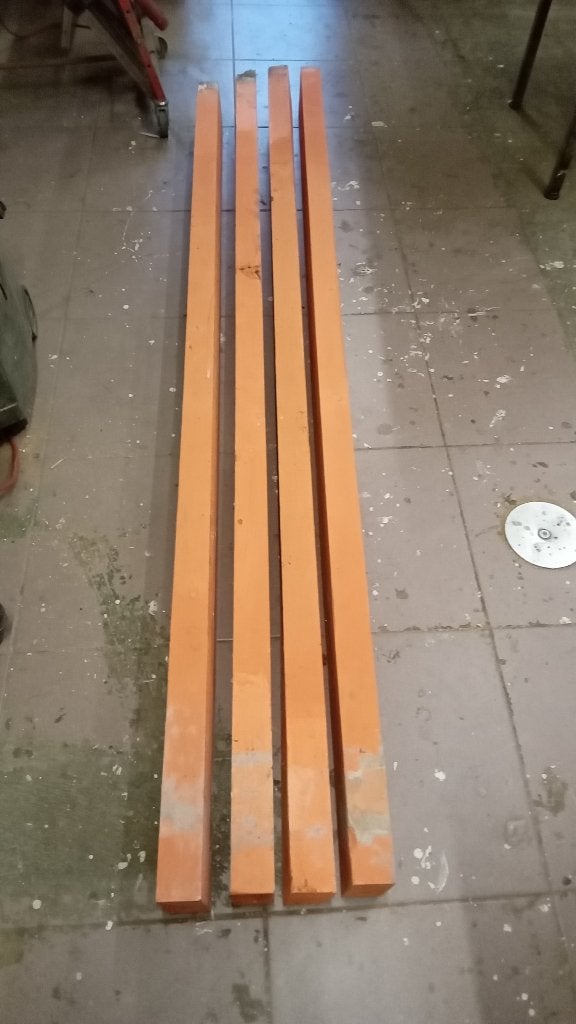 Gemeniede vurenhouten balkon, Tuin en Terras, Ophalen, Gebruikt, Minder dan 180 cm, Palen