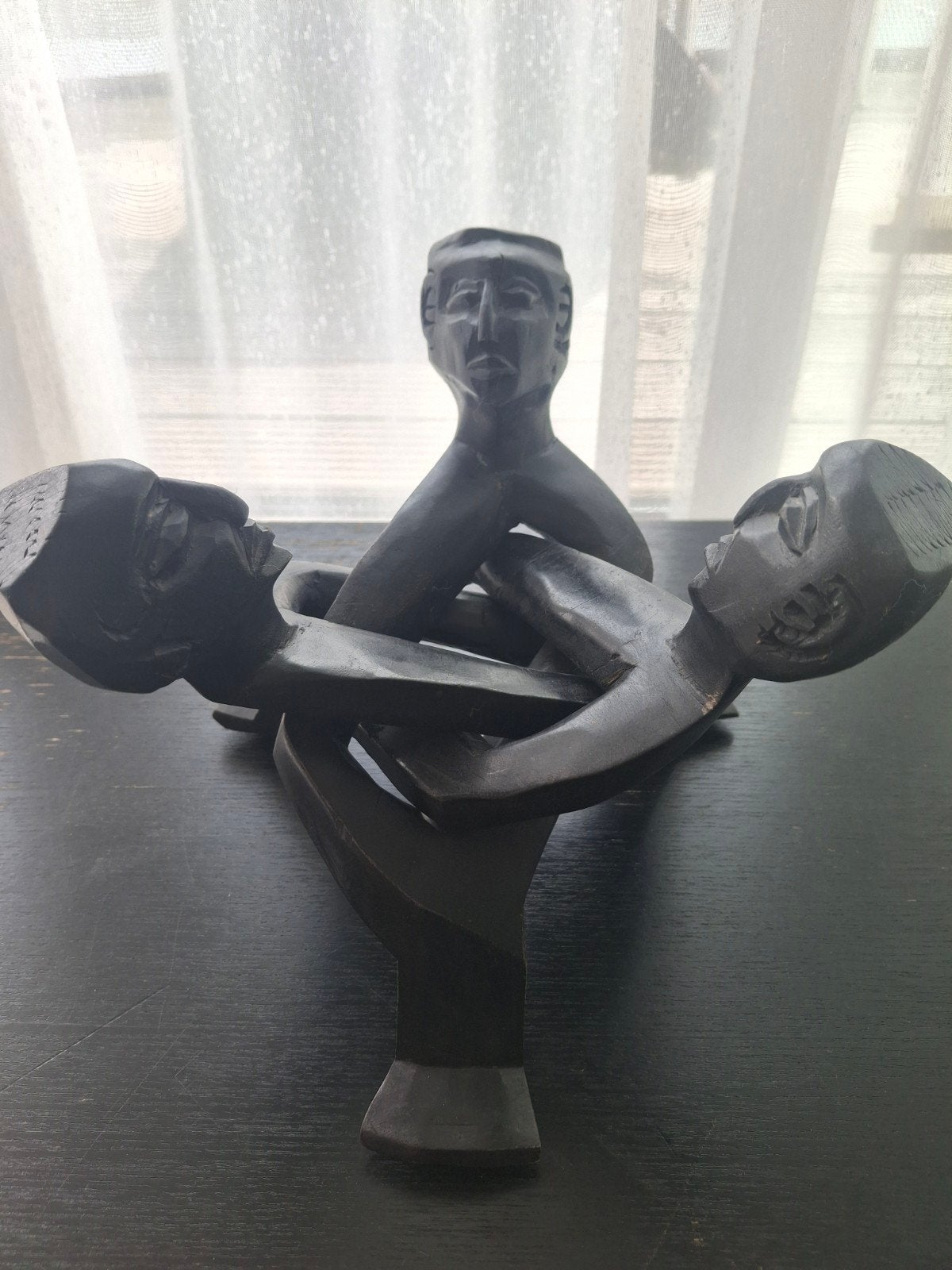 Afrikaans houten sculptuur, Ophalen, Groep mensen, Handgemaakt, Beeld