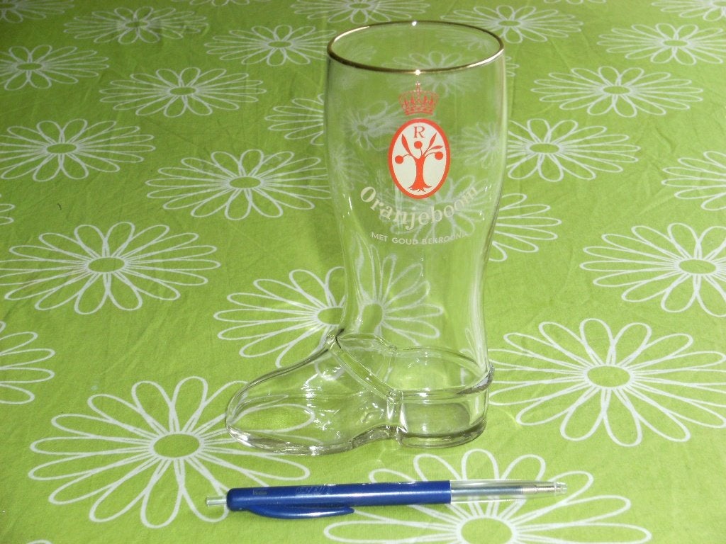Vintage laars Oranjeboom - met goud bekroond, Verzamelen, Ophalen of Verzenden, Zo goed als nieuw, Glas of Glazen, Oranjeboom