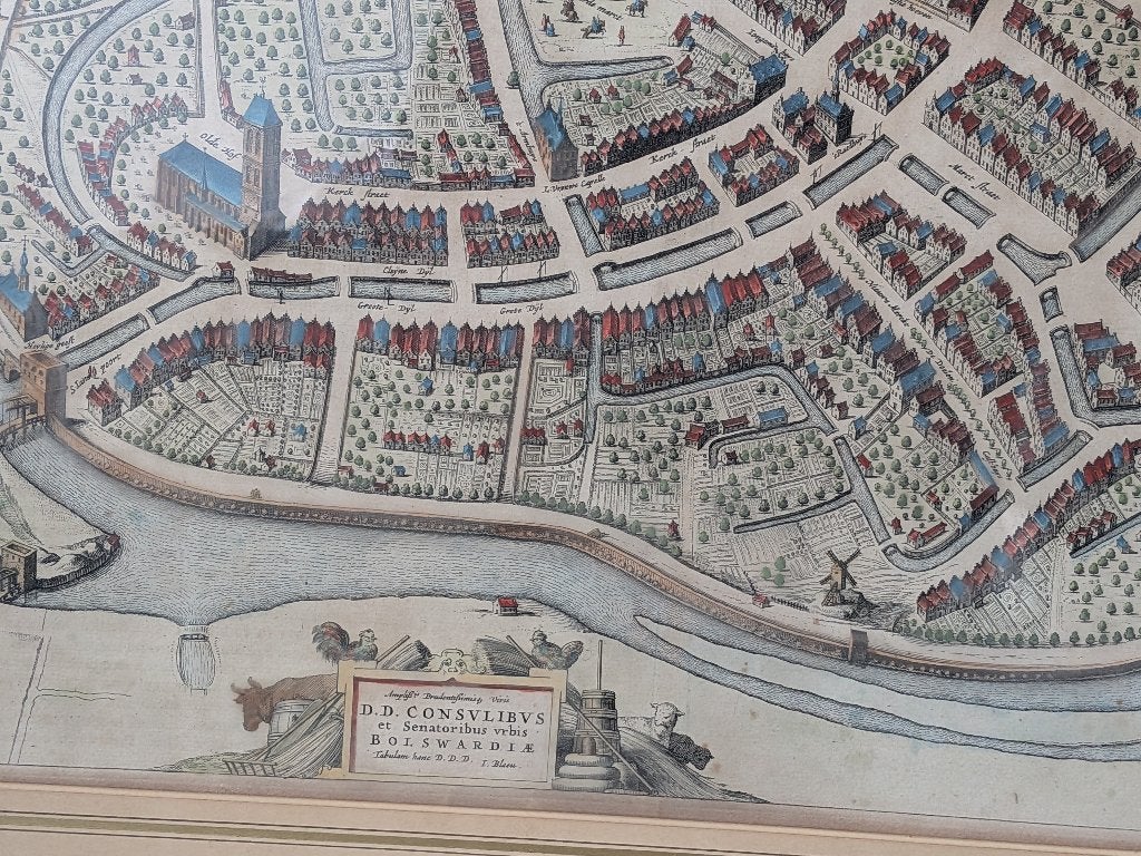 Stadsplattegrond Bolsward Lijstmaat: 69 x 60 cm, Ophalen, Overige stijlen, Achter glas, Print