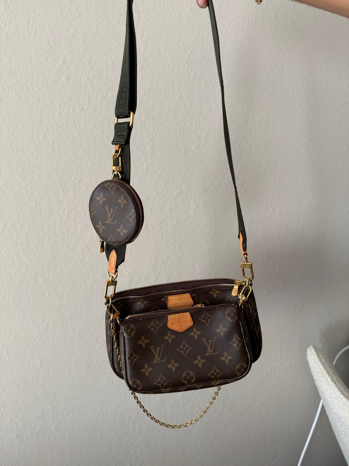 Louis Vuitton Multi Pochette Accessoires Khaki authentic, Ophalen, Zo goed als nieuw, Bruin, Schoudertasje