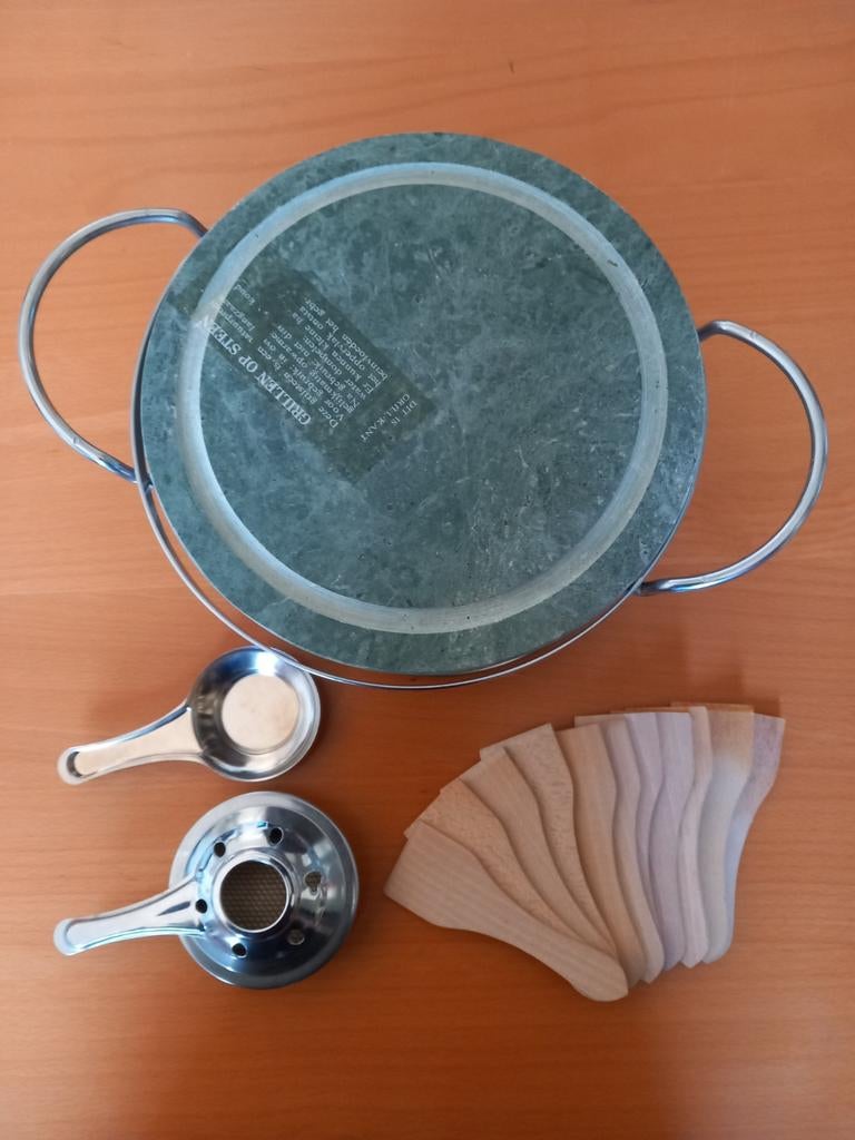 Gourmetstel met marmeren plaat en brander, Witgoed en Apparatuur, Gourmetstellen, Ophalen of Verzenden, Gebruikt, Minder dan 4 personen