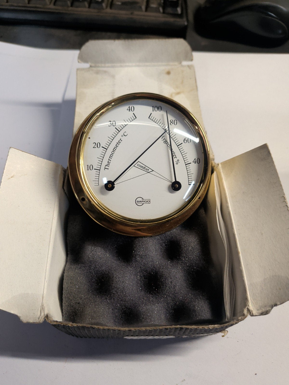 Barigo Thermometer Hygrometer - Messing - Vintage, Ophalen of Verzenden, Nieuw