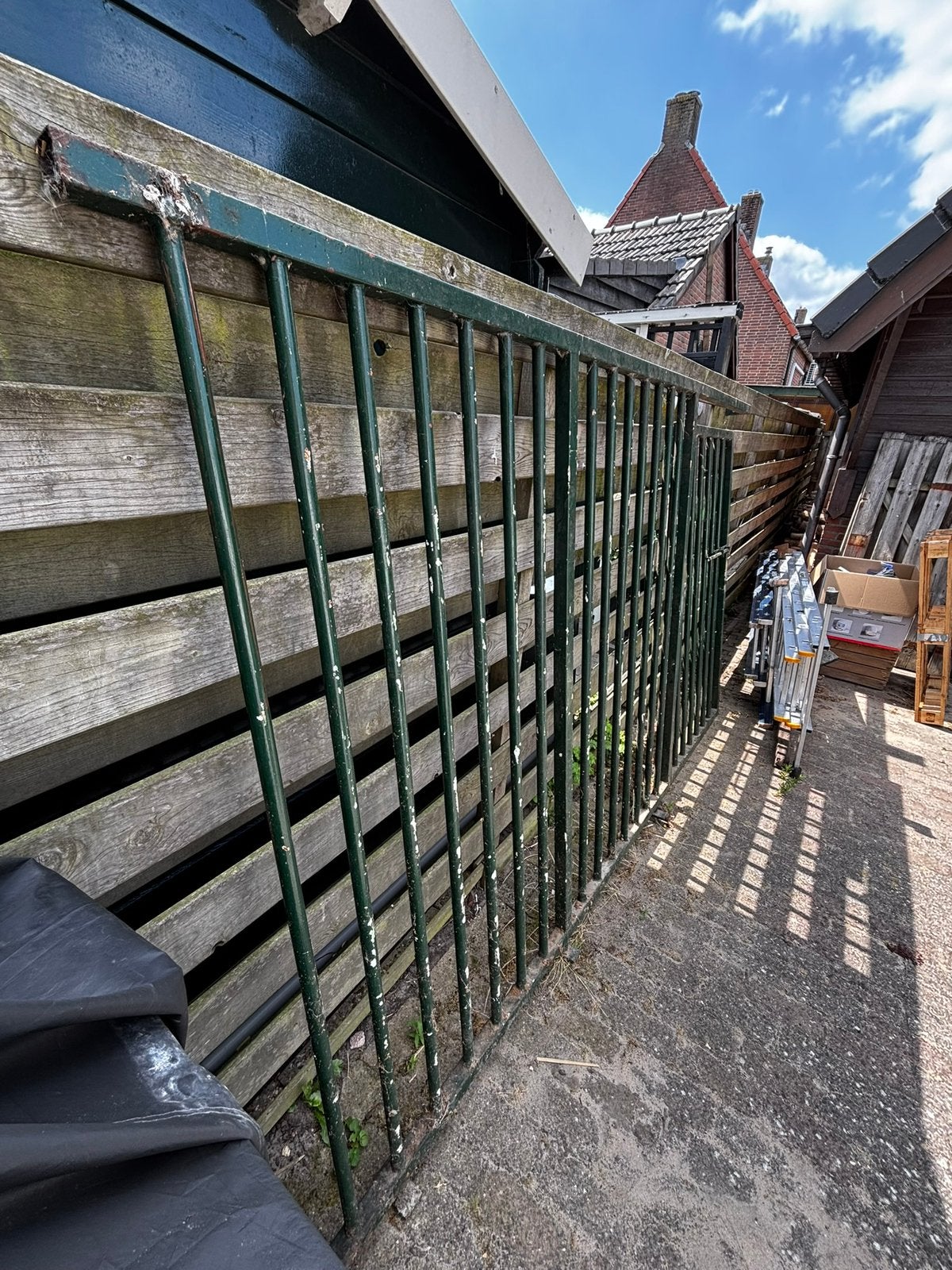 Stalen hek met looppoort, Tuin en Terras, Tuinhekken en Hekwerk, Ophalen, Met poort, Gebruikt, Tuinhek