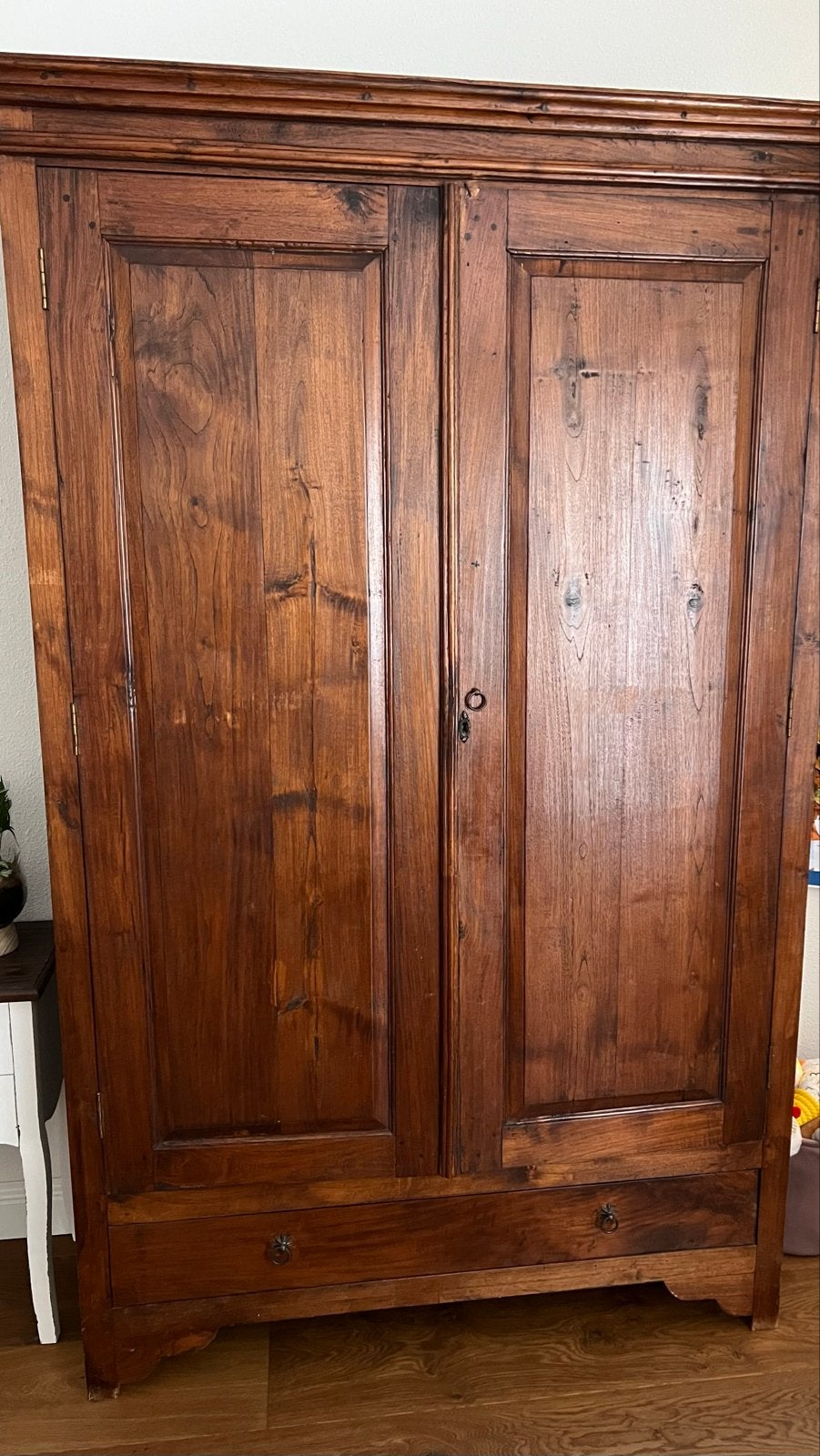 Teakhouten Kast met Twee Deuren en Lade, Antiek en Kunst, Ophalen of Verzenden