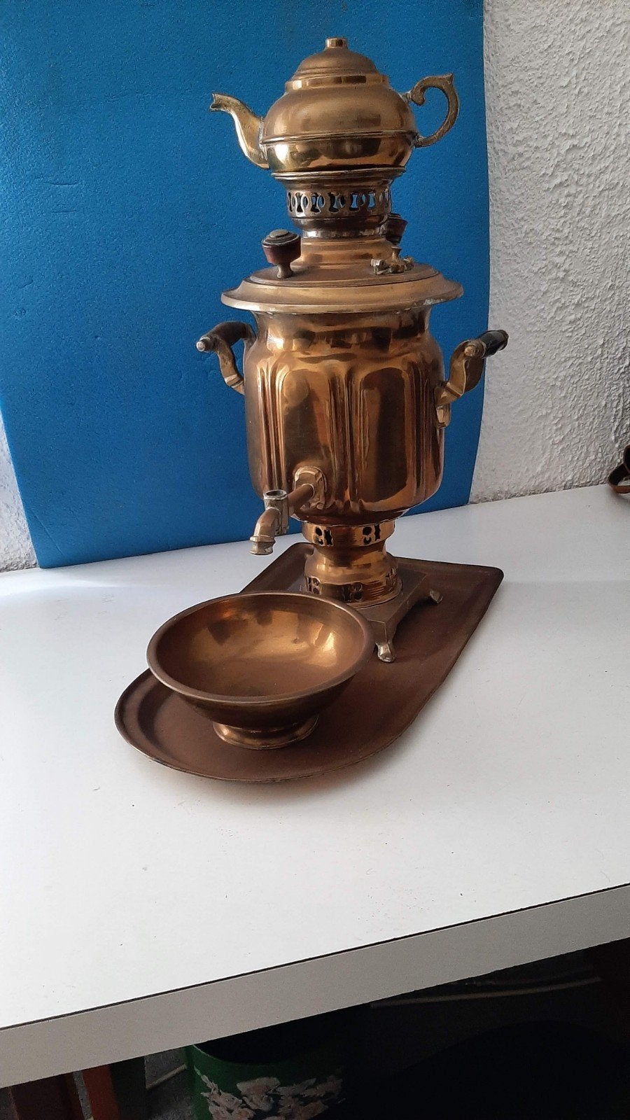 antiek koperen koffie ketel, Ophalen