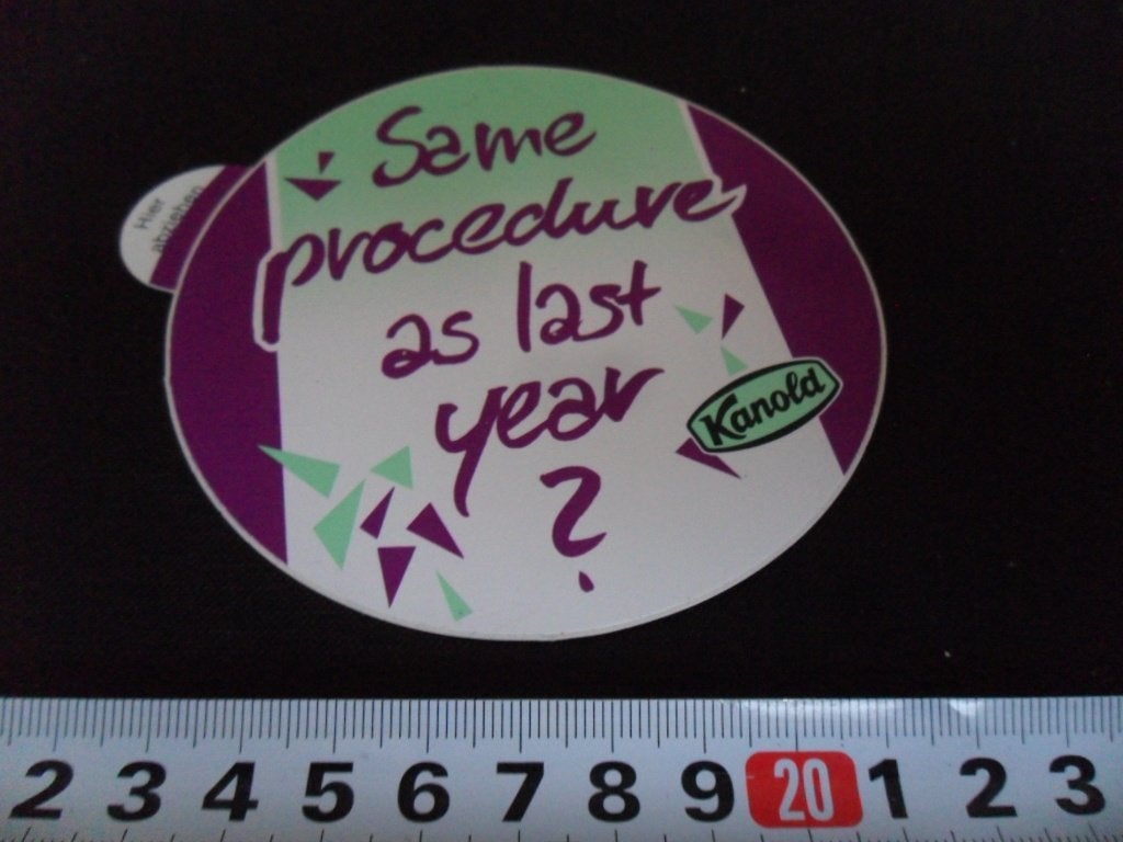 sticker KANOLD Same procedure als last year ?, Ophalen of Verzenden, Zo goed als nieuw