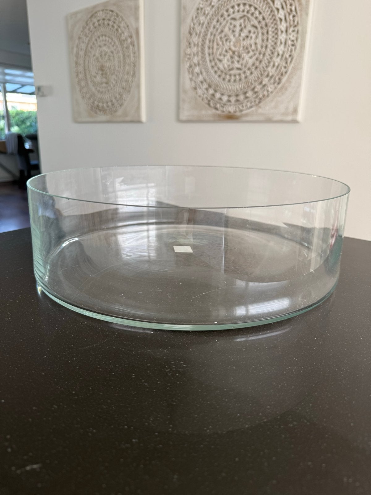 Glazen schaal, rond, doorsnede 39cm -hoogte 11cm, Ophalen, Schaal, Rond, Glas