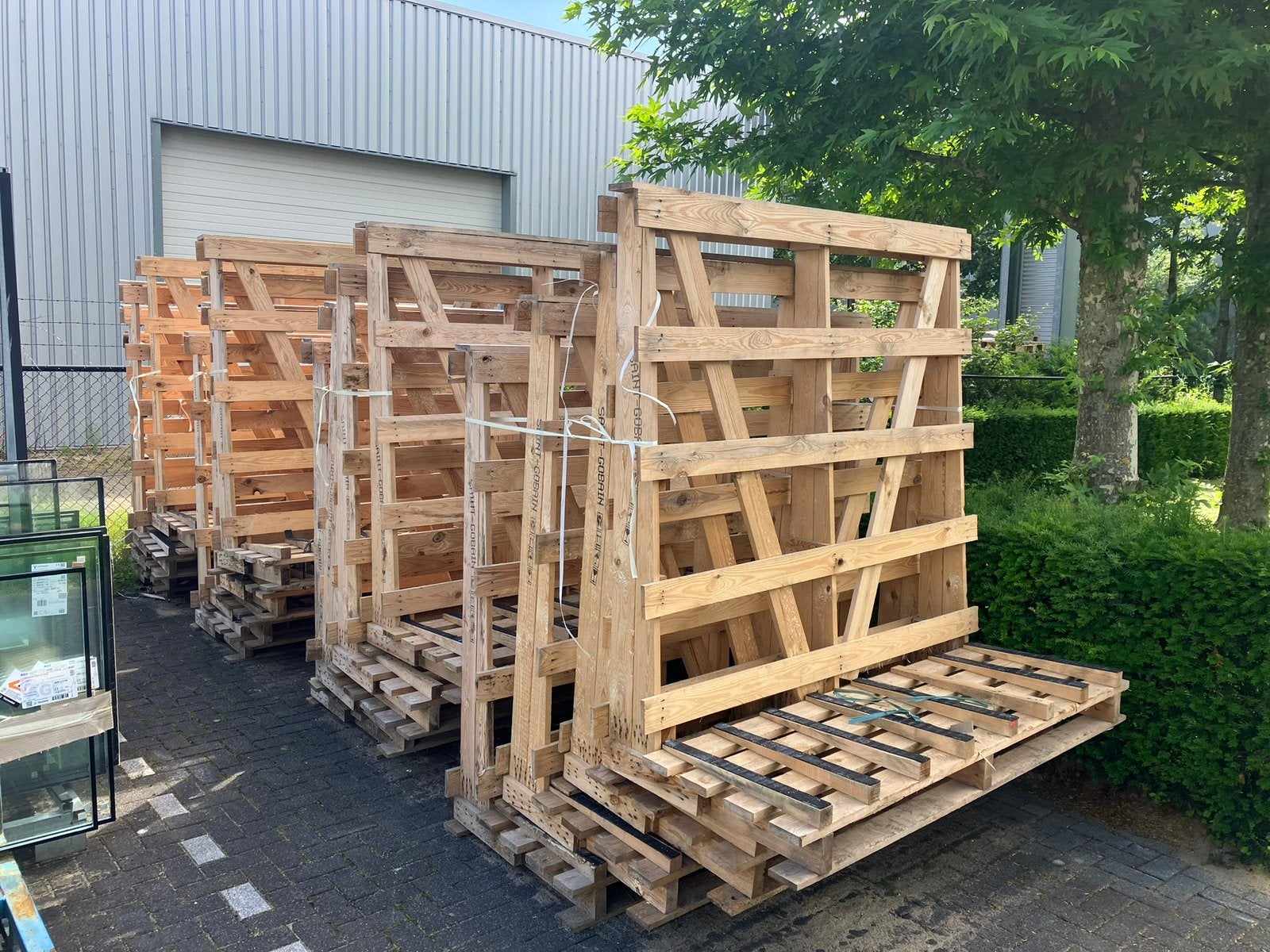 Houten (glas) bokken in prima staat, Doe-het-zelf en Verbouw, Ophalen, Minder dan 25 mm, Pallet, Minder dan 200 cm