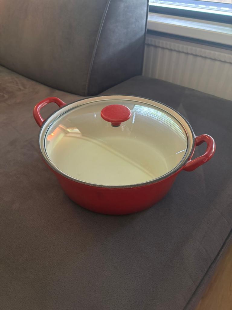 Stalen braadpan met glazen deksel, Ophalen, Zo goed als nieuw, Gietijzer, Koekenpan of Braadpan