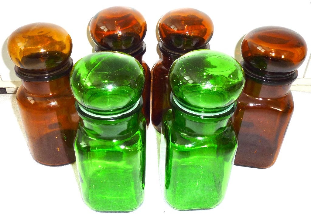 6x Retro Douwe Egberts voorraadpotten retro/vintage, Ophalen, Zo goed als nieuw, Glas