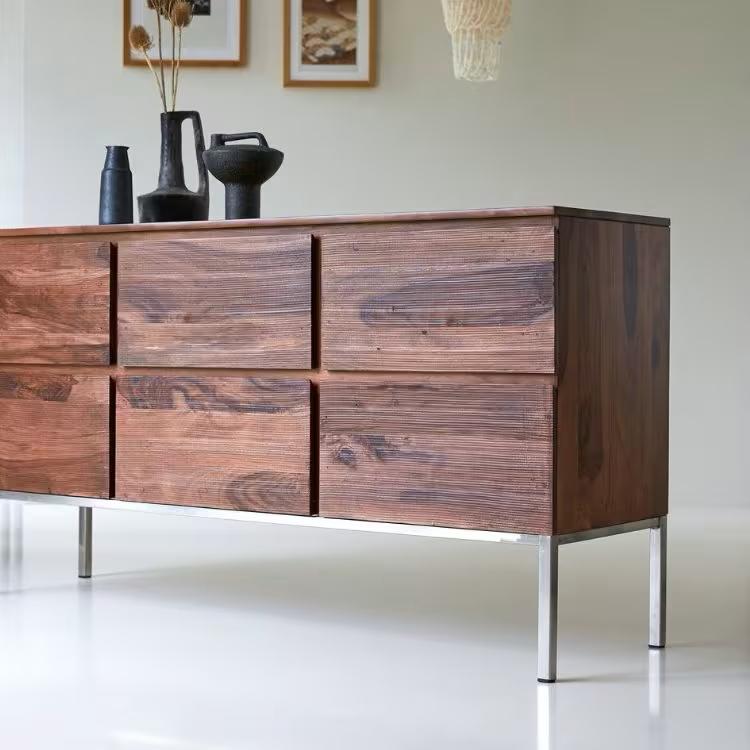 Tikamoon Nova dressoir notenhout 150 cm, Huis en Inrichting, Kasten | Dressoirs, Ophalen, 100 tot 150 cm, Zo goed als nieuw, Retro/ vintage