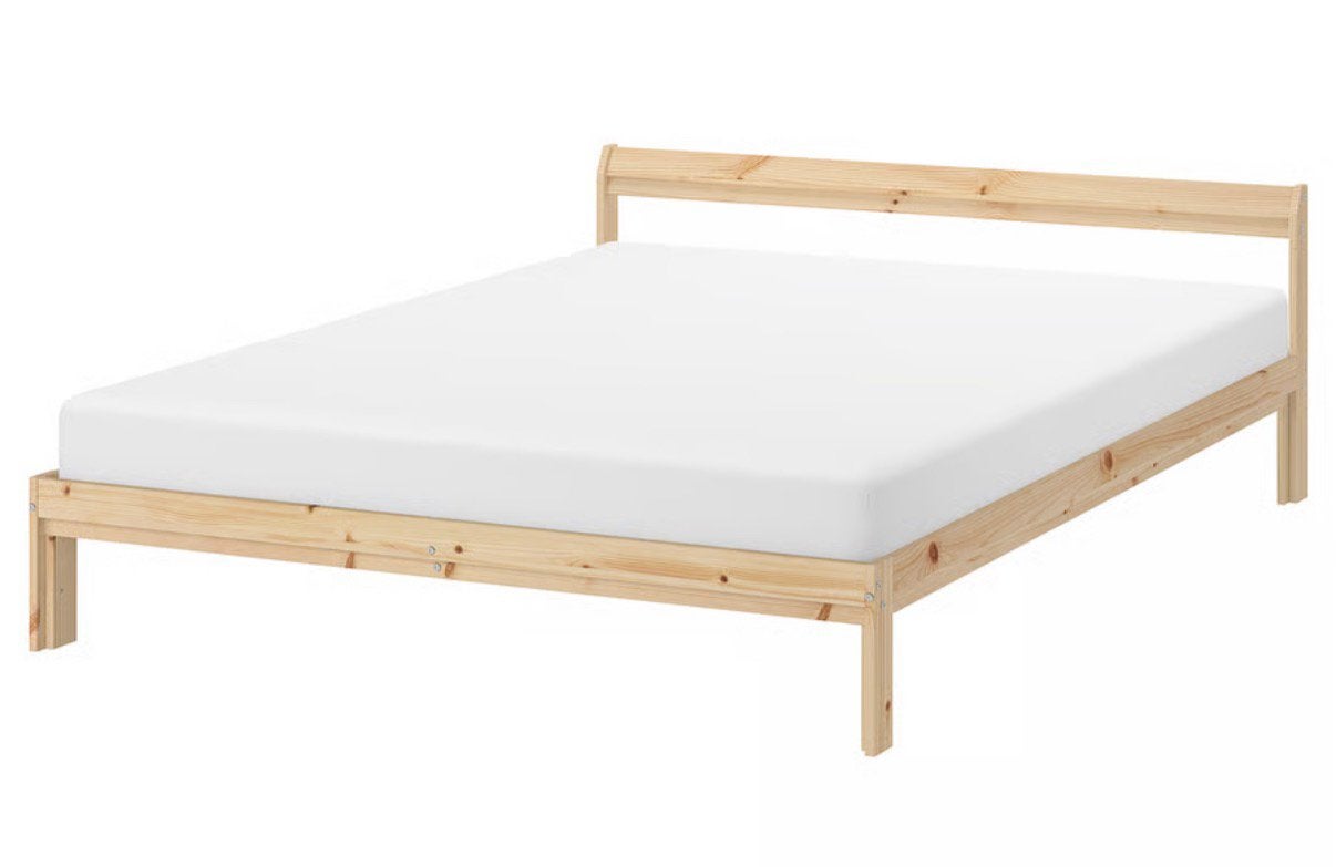 Bedframe IKEA NEIDEN, Ophalen, Wit, Tweepersoons, 140 cm
