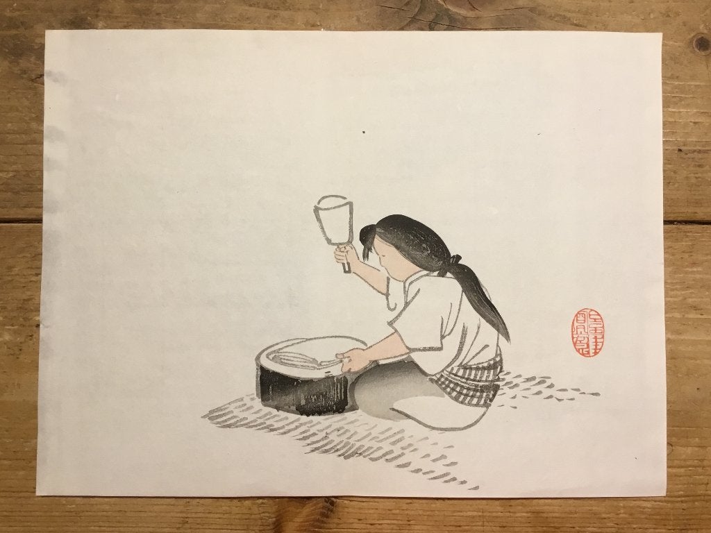 Oude Japanse houtblok prent, Antiek en Kunst, Kunst | Niet-Westerse kunst, Wanddecoratie, Verzenden, Handgemaakt, Papier/karton