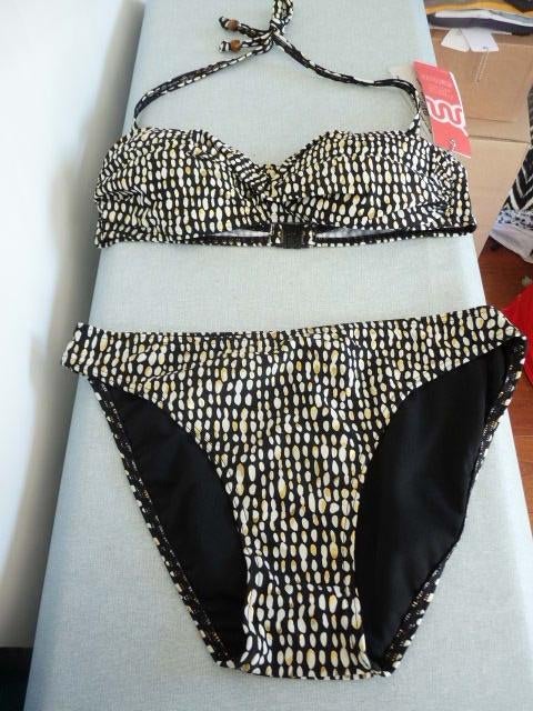chique zwart met wit en goud bikini mt 38 Manouxx Nieuw, Kleding | Dames, Badmode en Zwemkleding, Nieuw, Bikini, Zwart, Ophalen of Verzenden