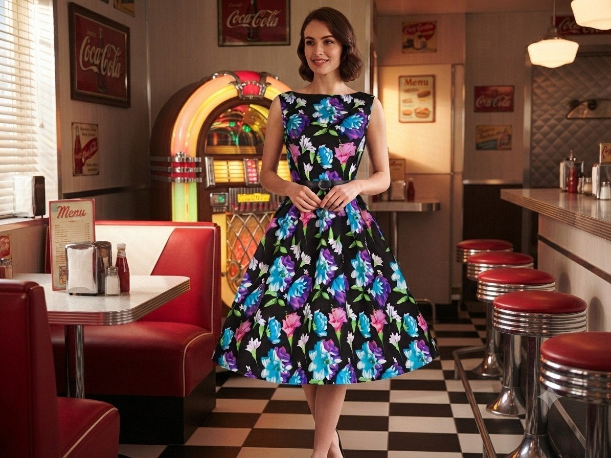 Nieuw Lindy Bop Audrey circle-dress retro swingjurk jaren 50, Nieuw, Maat 34 (XS) of kleiner, Onder de knie, Verzenden