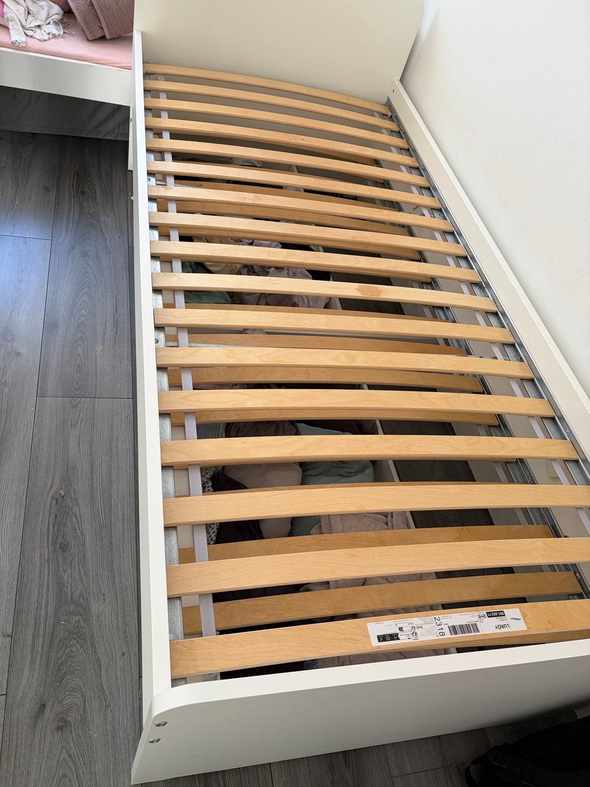 Uitschuifbaar bed met opberglades - IKEA HEMNES, Ophalen, 90 cm, Wit, Tweepersoons