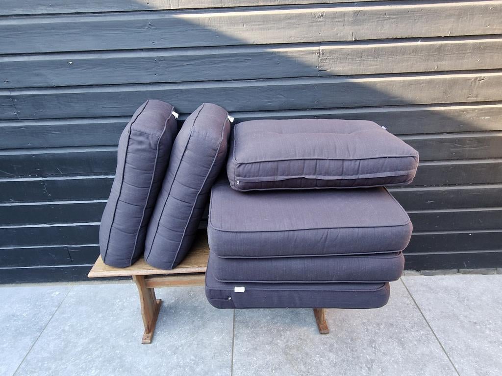 Lounge kussens 4x zit, 4x rug zwart, Ophalen, Gebruikt