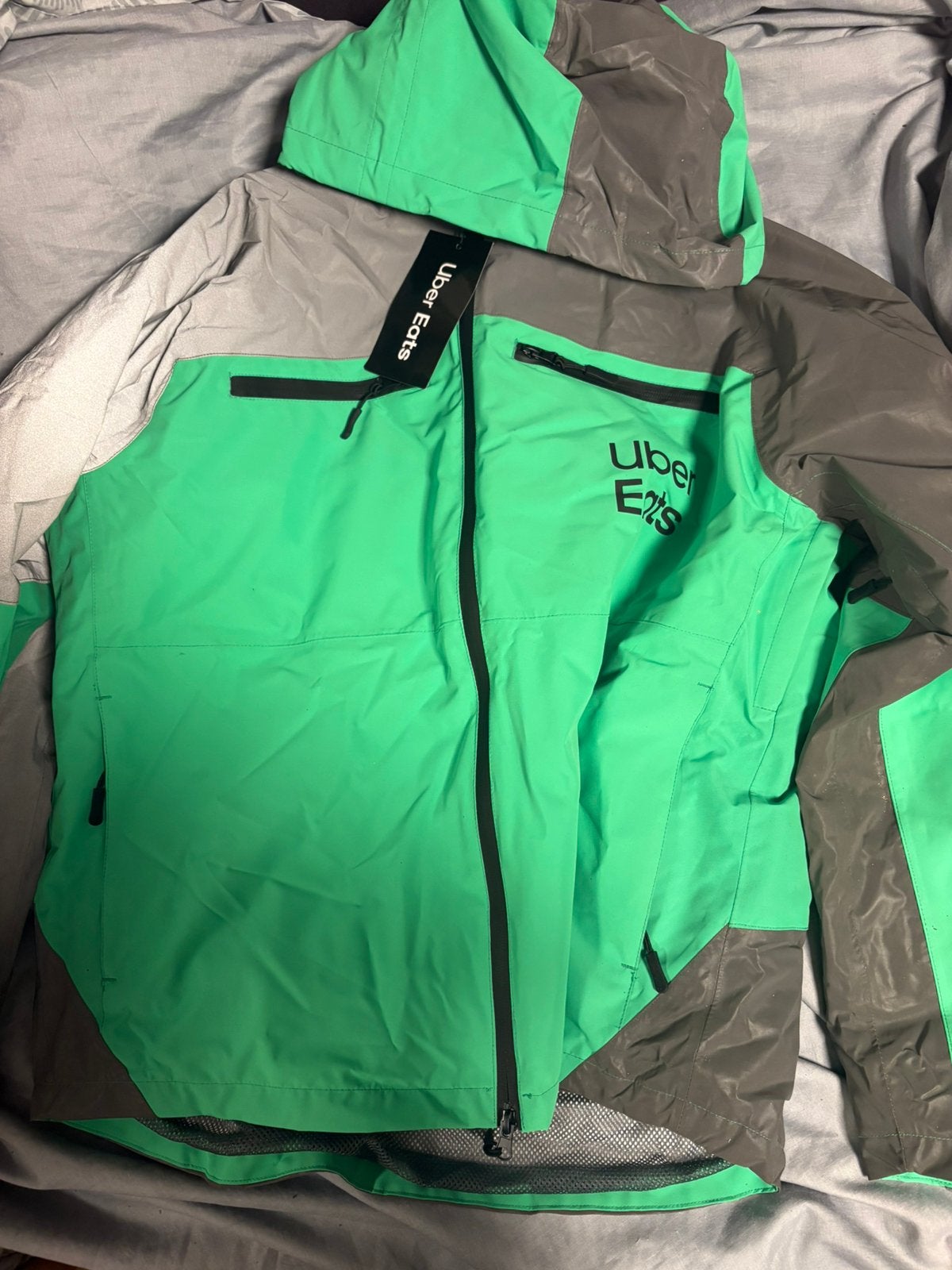 Uber eats jas, Ophalen of Verzenden, Zo goed als nieuw, Maat 52/54 (L), Groen