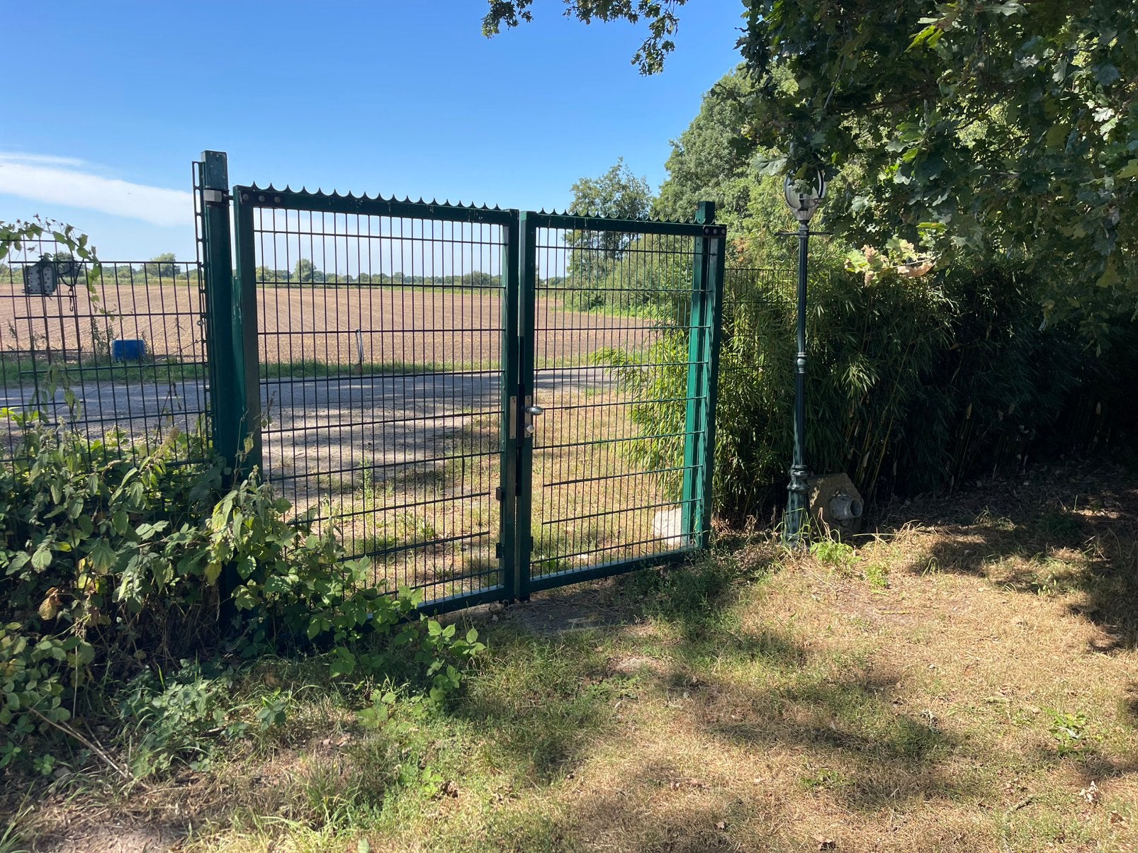 Draaipoort dubbelstaafs hekwerk, Tuin en Terras, Ophalen, Gebruikt, IJzer, Sierhekwerk