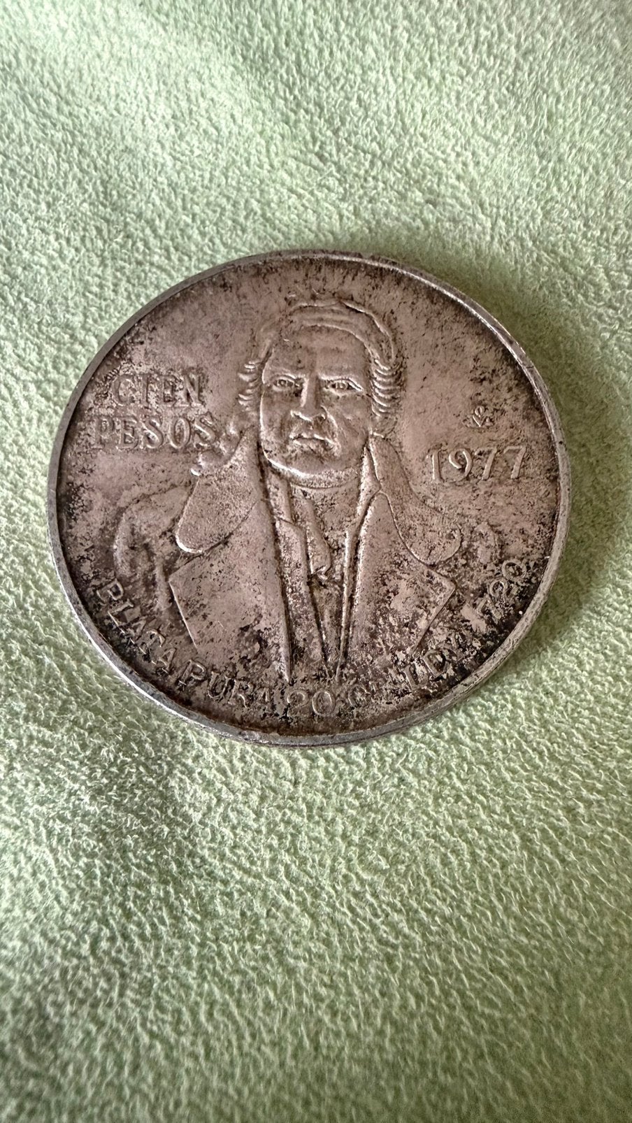 1977 MEXICO 100 PESOS SILVER LEVEL DATE PURPLE BU TONED, Postzegels en Munten, Munten | Amerika, Verzenden, Noord-Amerika