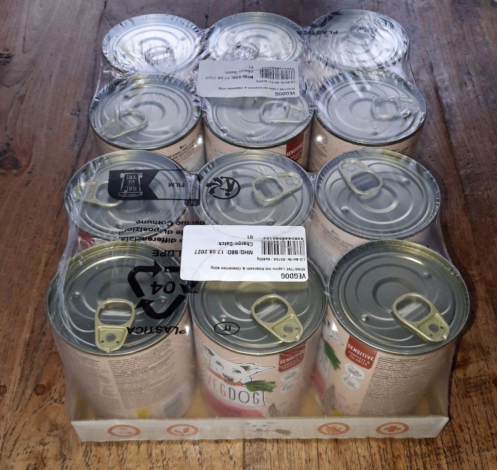 12 blikken VegDog vegan natvoer honden 400gr, Dieren en Toebehoren, Ophalen, Hond