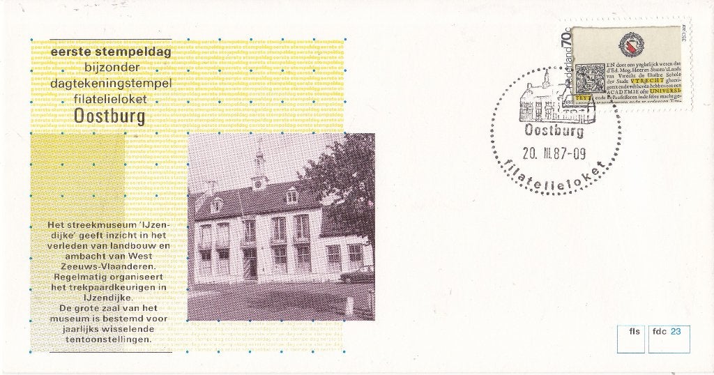 Filatelieloket - Oostburg - 20 maart 1987 – Nummer 23, Ophalen of Verzenden, Envelop