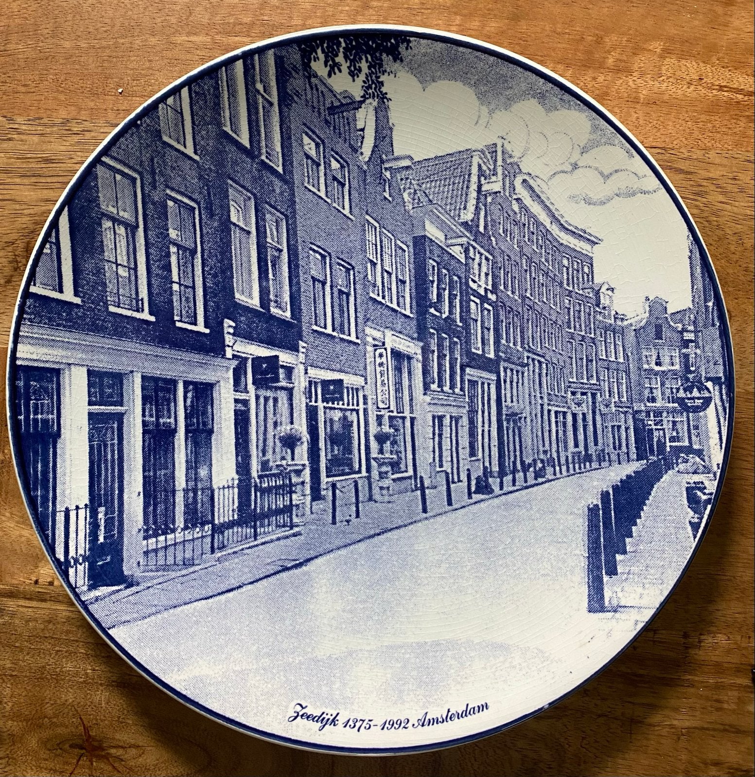 Delfts Blauw sierbord Zeedijk Amsterdam 1975-1992, Antiek en Kunst, Ophalen of Verzenden
