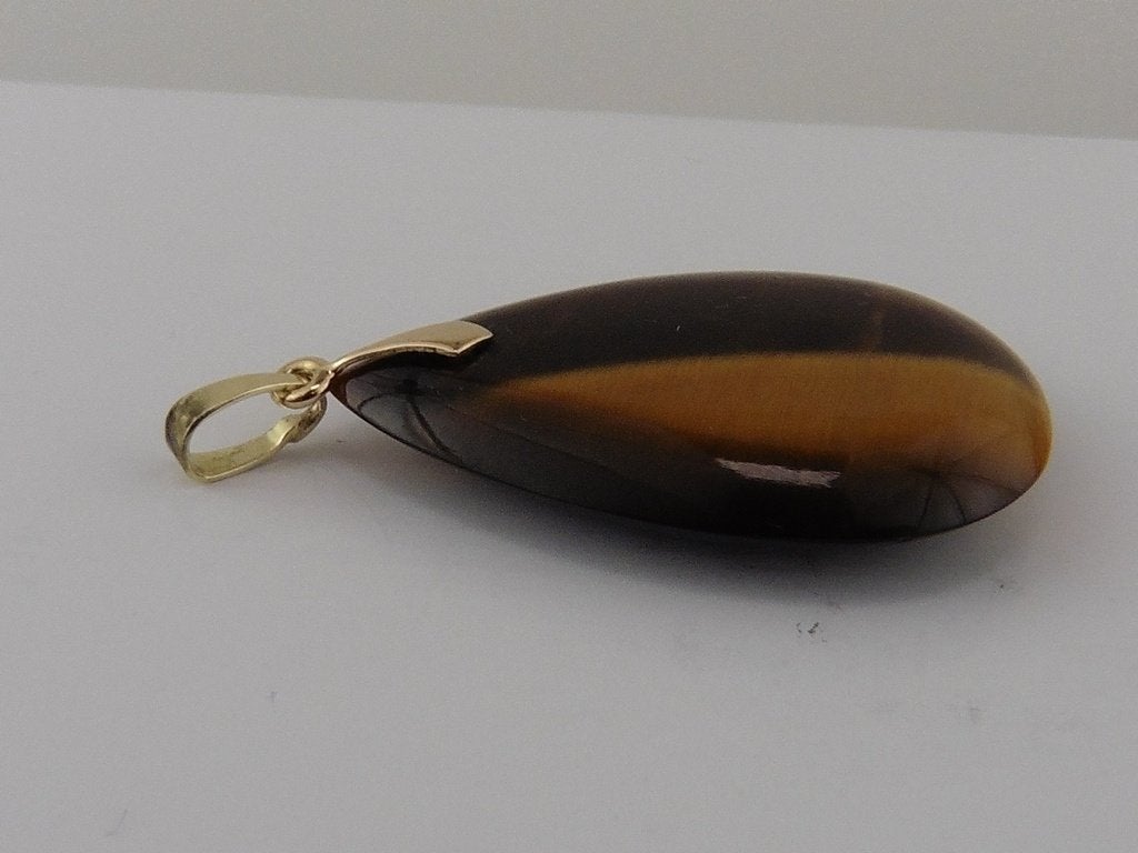 Gouden hanger met tijgeroog                              G54, Gebruikt, ., Ophalen of Verzenden, .