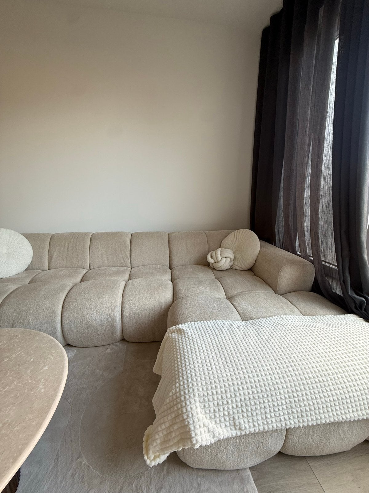 Hoekbank Beau rechts - Raven - beige, Huis en Inrichting, Ophalen, Zo goed als nieuw, Stof