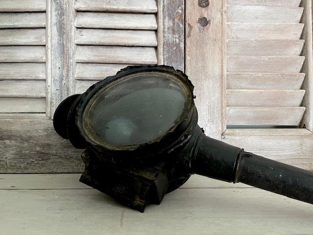 Antieke sleetse zwarte koets lamp uit Frankrijk, Ophalen of Verzenden