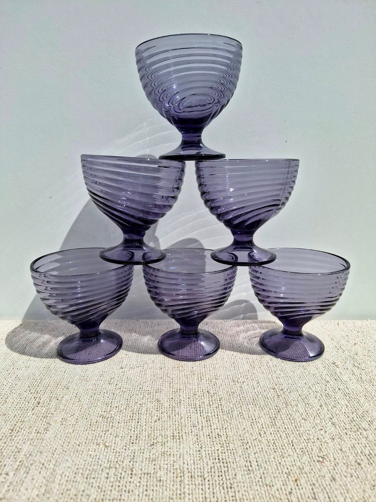 Vintage Franse coupes ARC in prachtige amethyst paarse kleur, Overige typen, ARC, Ophalen of Verzenden, Zo goed als nieuw