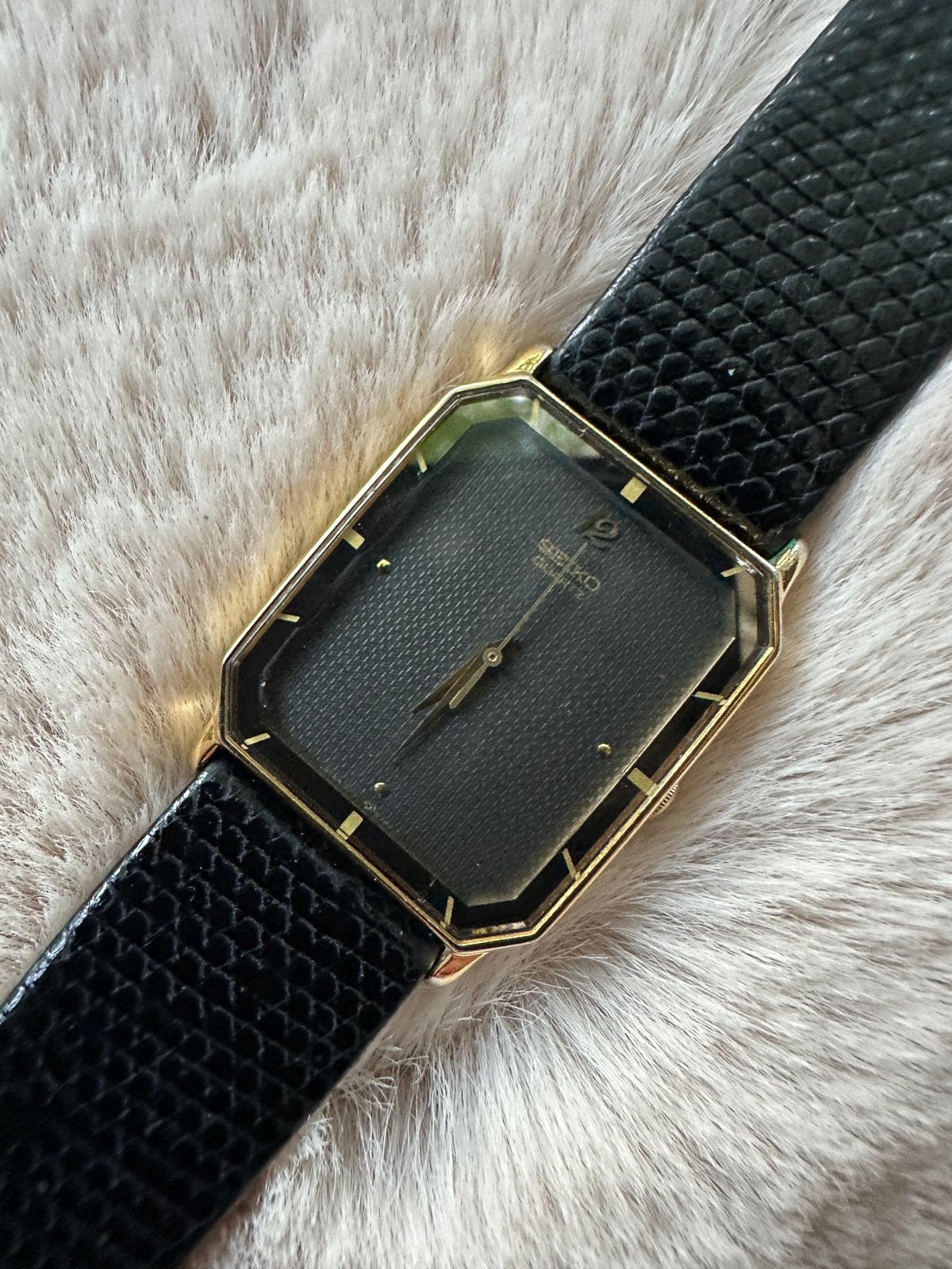 1991 Seiko Tank Dresswatch (Goudkleurig/Hagedis band Hirsch), Verzenden, Overige merken