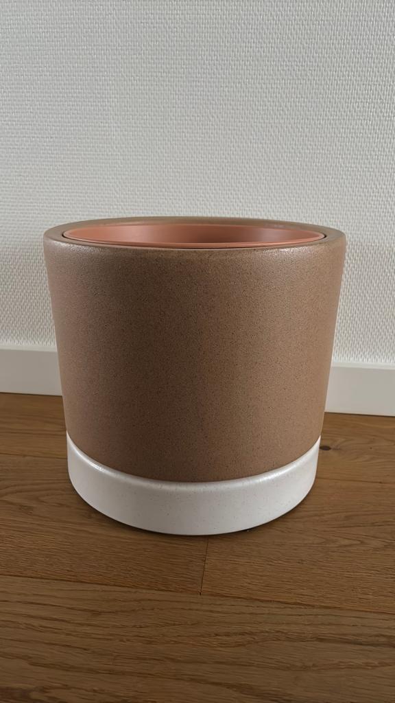 Mooie grote cilinder design  bloempot met strakke motieven, Tuin en Terras, Bloempotten, 25 tot 40 cm, Rond, Binnen, Ophalen of Verzenden