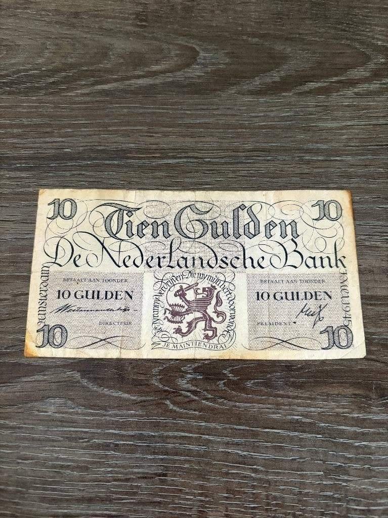 Biljet 10 gulden geldzuivering Lieftinck na WOII, 1945, Ophalen of Verzenden, 10 gulden