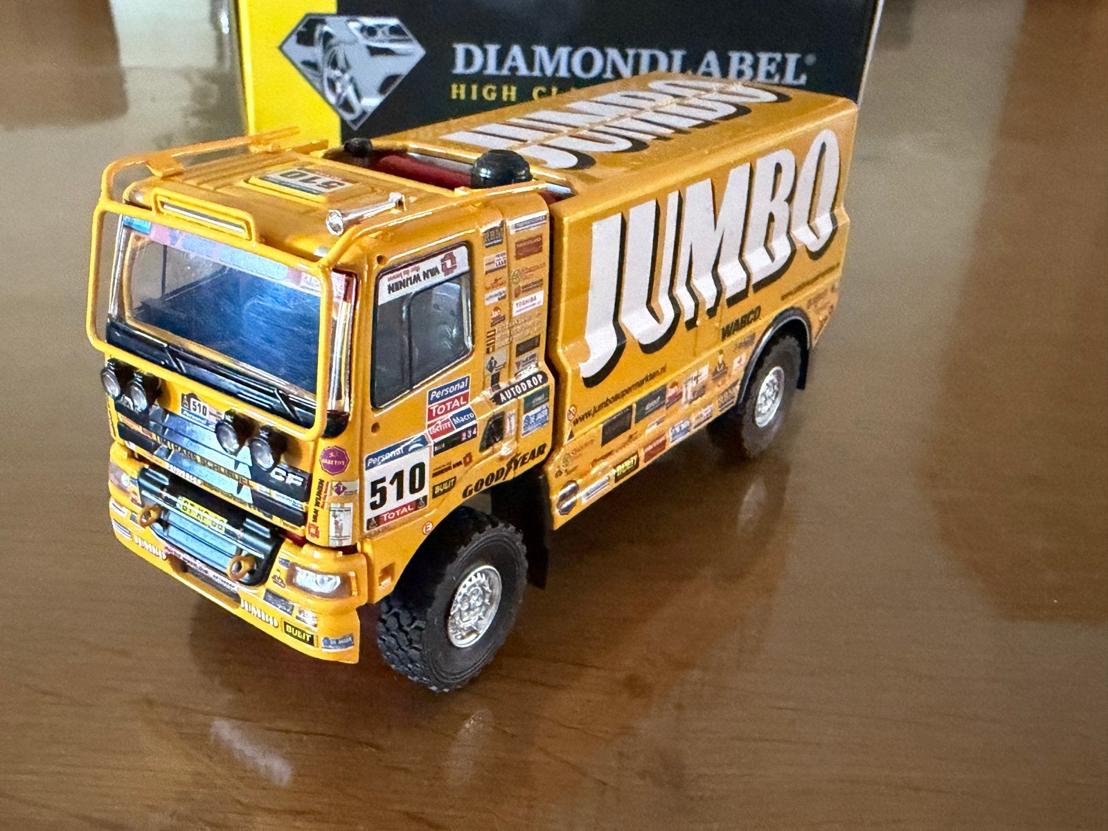 Diamondlabel Jumbo DAF Rally Truck 1:50, Hobby en Vrije tijd, Modelauto's | 1:50, Ophalen of Verzenden, Zo goed als nieuw, Bus of Vrachtwagen