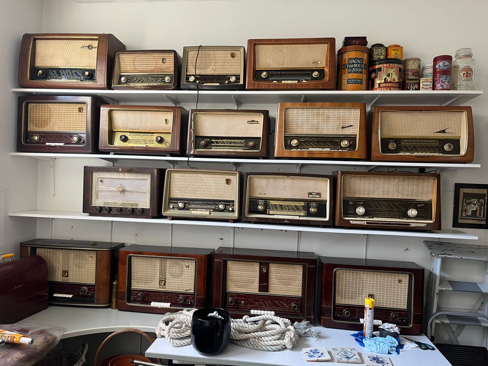 Unieke verzameling vintage houten (buizen)radio's, Antiek en Kunst, Ophalen of Verzenden
