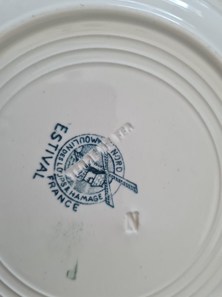 2 antieke ontbijtbordjes petrol blauw  p/st 5.95, Ophalen of Verzenden