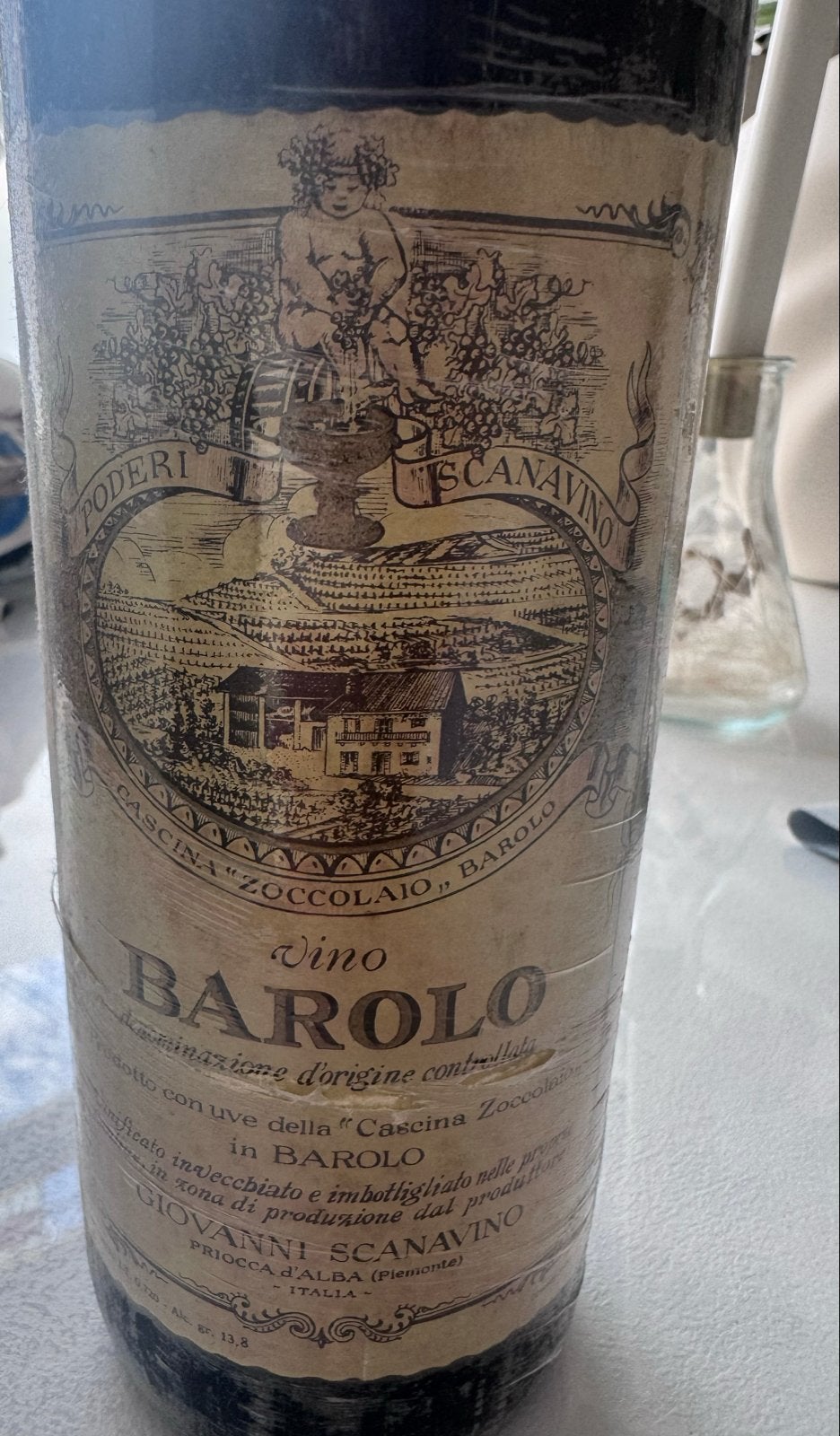 Vintage Barolo Wijn 1965 - Giovanni Scanavino, Ophalen of Verzenden, Gebruikt, Italië, Rode wijn
