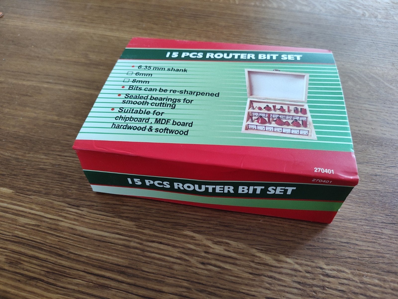 15-delige Frezenset voor Bovenfrees in Houten Kist, Doe-het-zelf en Verbouw, Ophalen of Verzenden, Nieuw, Elektrisch, Bovenfrees
