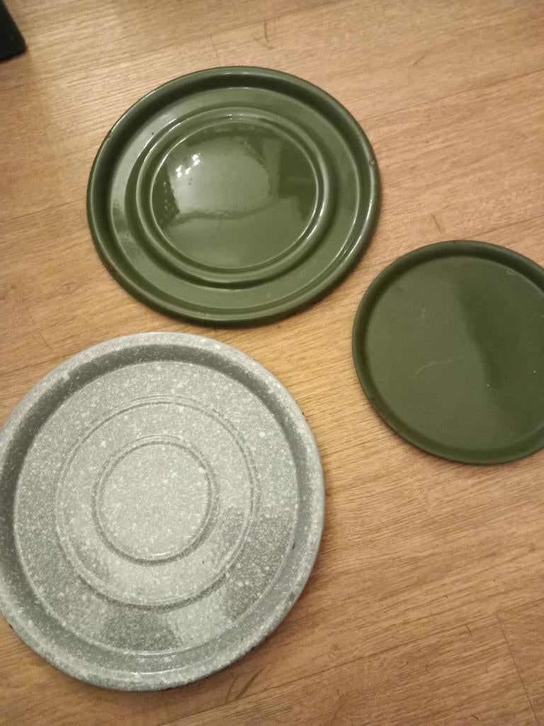 Vintage emaille onderzetters - set van 3, Ophalen